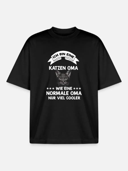 Katzen Oma Design - Boxy Heavyweight Unisex Organic T-Shirt von Stanley/Stella - Schwarz