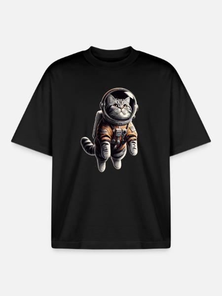 Astronaut BKH getigert Geschenk - Boxy Heavyweight Unisex Organic T-Shirt von Stanley/Stella - Schwarz