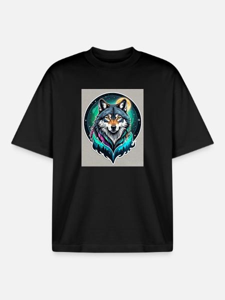Aurora-Wolf im Mondlicht - Boxy Heavyweight Unisex Organic T-Shirt von Stanley/Stella - Schwarz