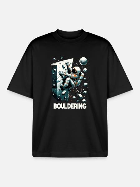 Bouldern Astronaut Raumfahrer Geschenk - Boxy Heavyweight Unisex Organic T-Shirt von Stanley/Stella - Schwarz