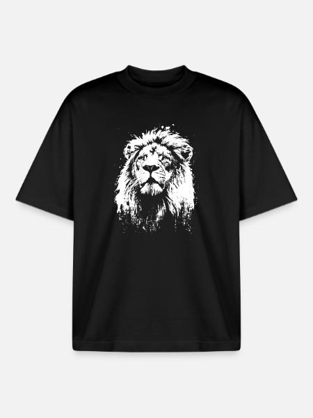 lion face lion head - Boxy Heavyweight Unisex Organic T-Shirt by Stanley/Stella - black