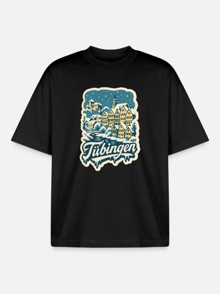 Tübingen Baden-Württemberg Winter - Boxy Heavyweight Unisex Organic T-Shirt by Stanley/Stella - black