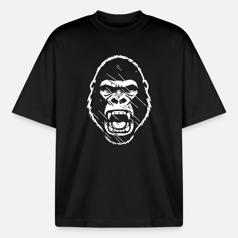 wuetender-gorilla-stencil-grunge-vector_path130 - Boxy Heavyweight Unisex Organic T-Shirt von Stanley/Stella - Schwarz