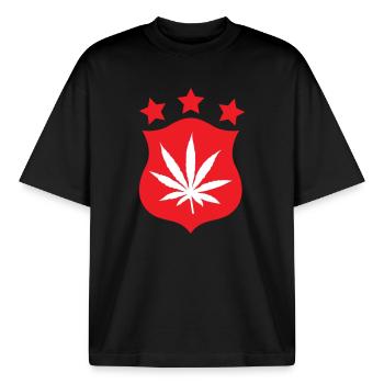 Cannabis - Weed - Legalize - T-shirt unisexe boxy épais biologique Stanley/Stella - noir - Devant - AI Model Male 185 light (185cm) & AI Model Female 172 dark (172cm)