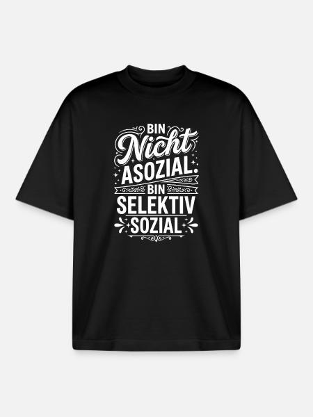 Sélectivement social – Pas antisocial - T-shirt unisexe boxy épais biologique Stanley/Stella - noir