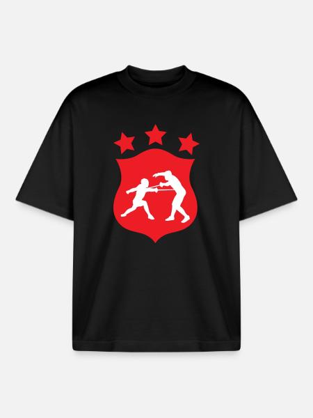Fecht-Silhouetten-Duell und Kampfwappen - Boxy Heavyweight Unisex Organic T-Shirt von Stanley/Stella - Schwarz