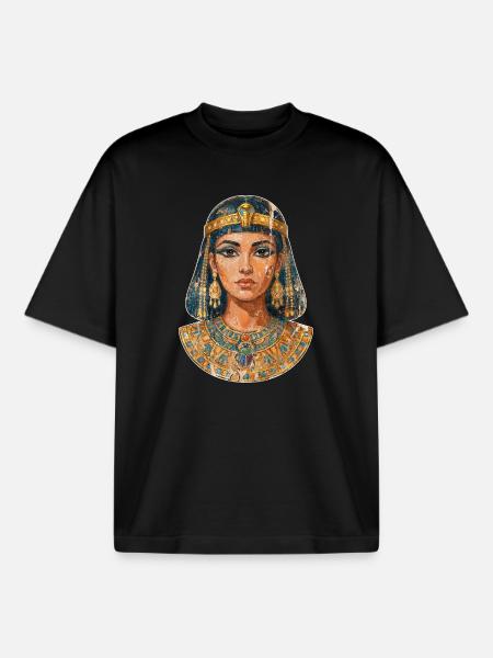 Cleopatra - Queen of Egypt (fresco) - Boxy Heavyweight Unisex Organic T-Shirt by Stanley/Stella - black