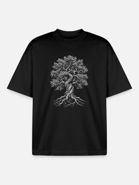 Verdrehte Eiche des Lebens - Boxy Heavyweight Unisex Organic T-Shirt von Stanley/Stella - Schwarz