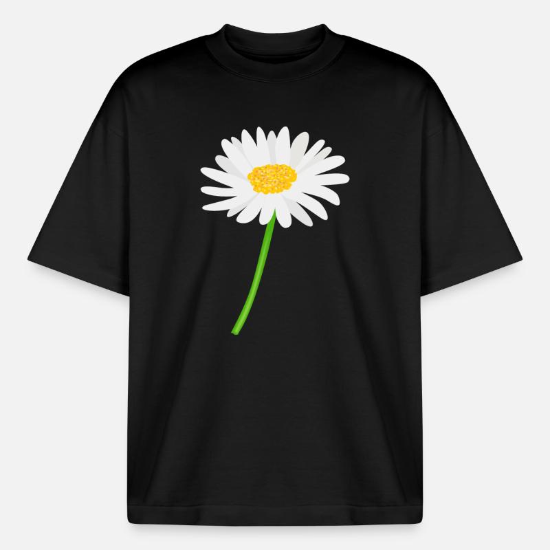 Blume Gänseblümchen mit Stiel - Boxy Heavyweight Unisex Organic T-Shirt von Stanley/Stella - Schwarz