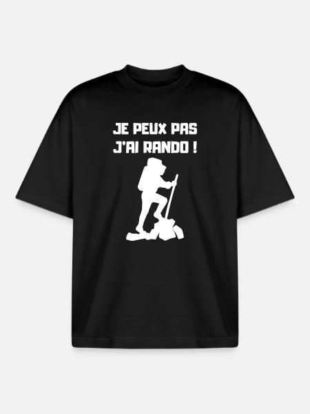 Je peux pas j'ai Rando (blanc) - T-shirt unisexe boxy épais biologique Stanley/Stella - noir