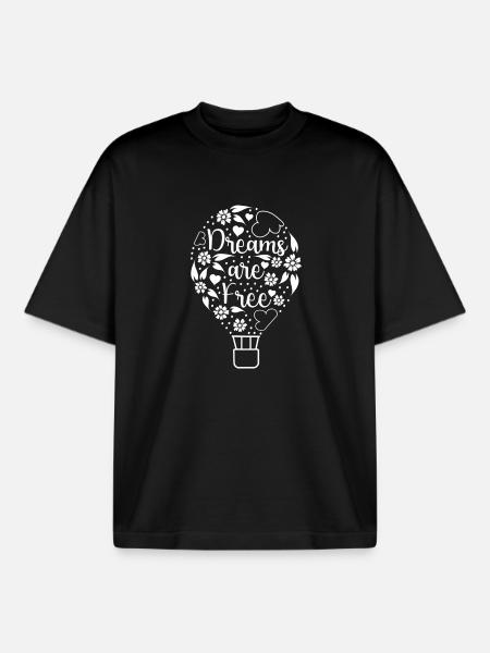 Dreams are Free white - Boxy Heavyweight Unisex Organic T-Shirt by Stanley/Stella - black