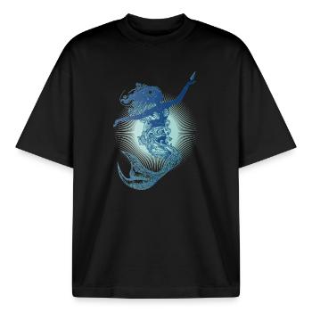 wunderschöne Meerjungfrau in kühlen Farben - Boxy Heavyweight Unisex Organic T-Shirt von Stanley/Stella - Schwarz - Vorne - AI Model Male 185 light (185cm) & AI Model Female 172 dark (172cm)