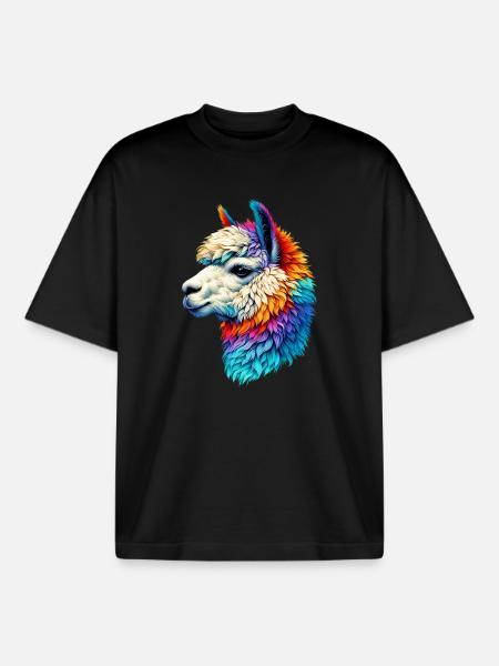 Alpaca - Boxy Heavyweight Unisex Organic T-Shirt by Stanley/Stella - black