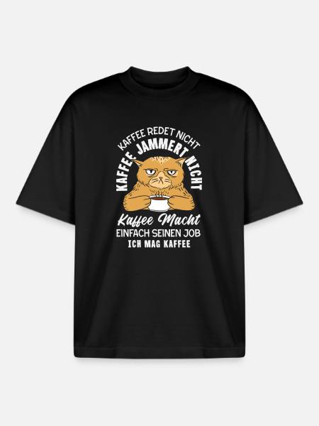 Coffee doesn't talk – I like coffee - Boxy Heavyweight Unisex Organic T-Shirt by Stanley/Stella - black