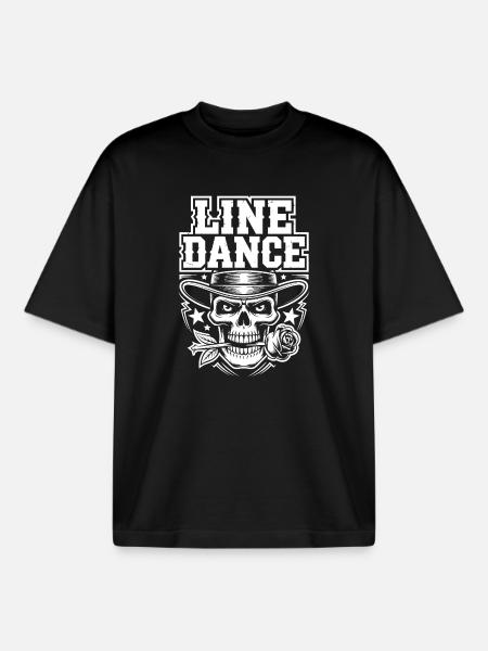 Line Dance Skull Tee - Boxy Heavyweight Unisex Organic T-Shirt by Stanley/Stella - black