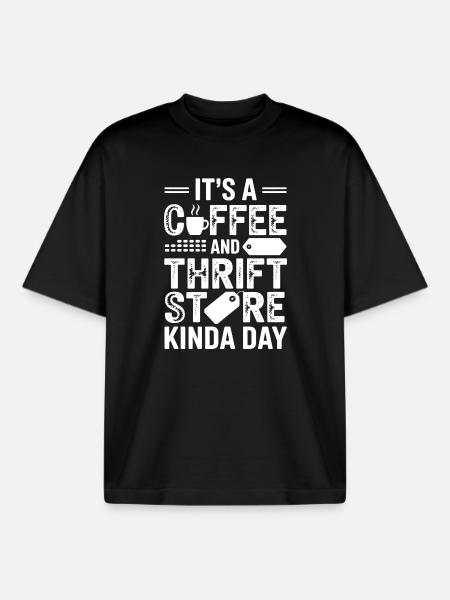 Coffee Thrift Store Day - Boxy Heavyweight Unisex Organic T-Shirt by Stanley/Stella - black