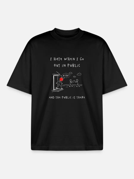 Fear of Audience – Cartoon Scene - Boxy Heavyweight Unisex Organic T-Shirt by Stanley/Stella - black