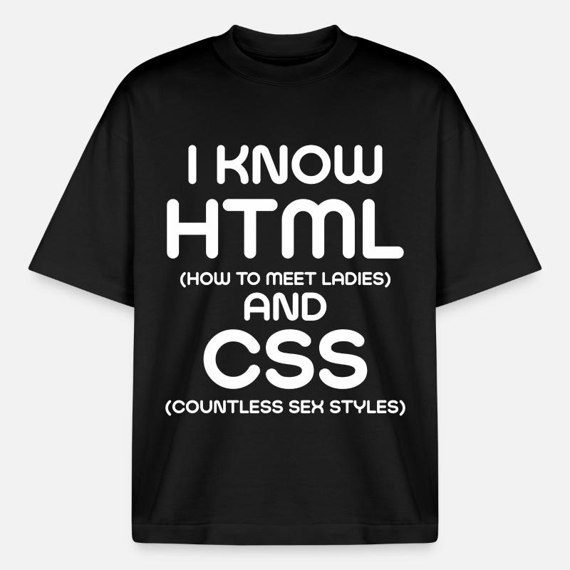 Je connais html et CSS - T-shirt unisexe boxy épais biologique Stanley/Stella - noir