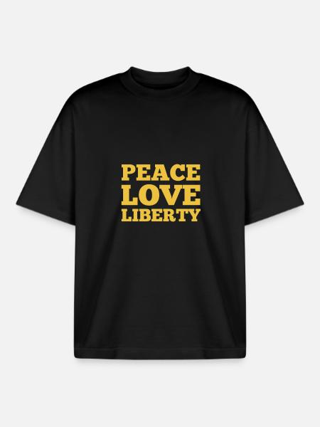 Peace Love Liberty - Boxy Heavyweight Unisex Organic T-Shirt by Stanley/Stella - black