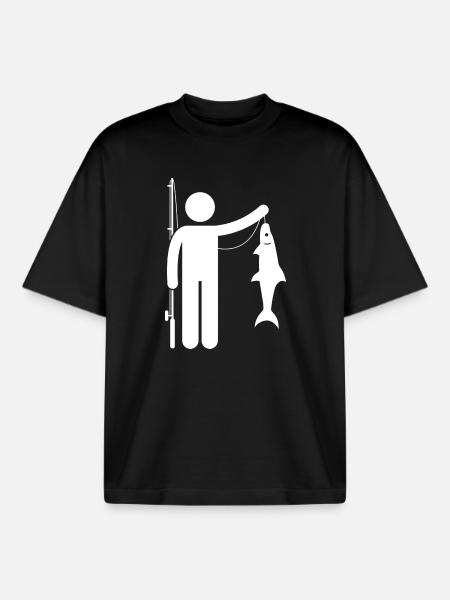 Fishing Angler Sport Fisherman - Boxy Heavyweight Unisex Organic T-Shirt by Stanley/Stella - black