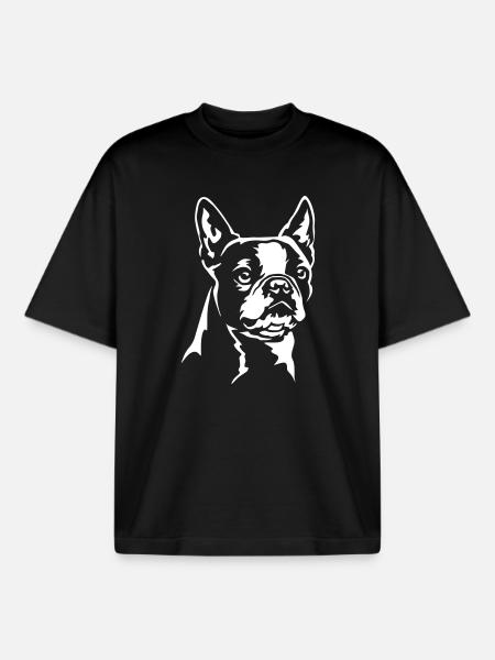 Boston Terrier Head "Black Edition" - Boxy Heavyweight Unisex Organic T-Shirt by Stanley/Stella - black