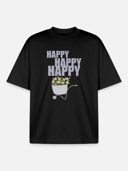 WHEELBARROWS HAPPY - Boxy Heavyweight Unisex Organic T-Shirt by Stanley/Stella - black