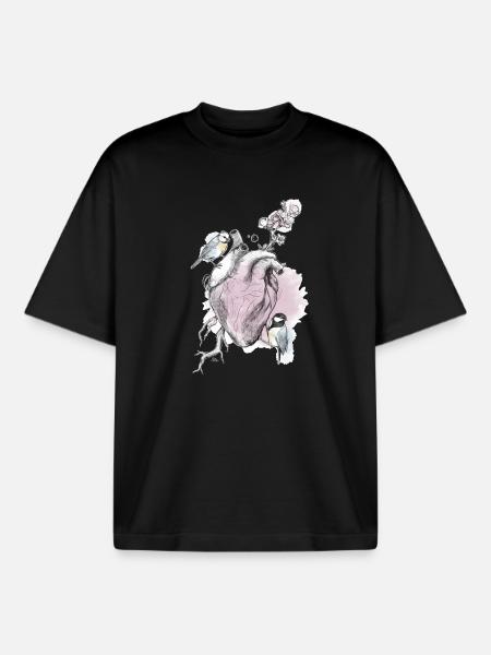 and heart - Boxy Heavyweight Unisex Organic T-Shirt by Stanley/Stella - black