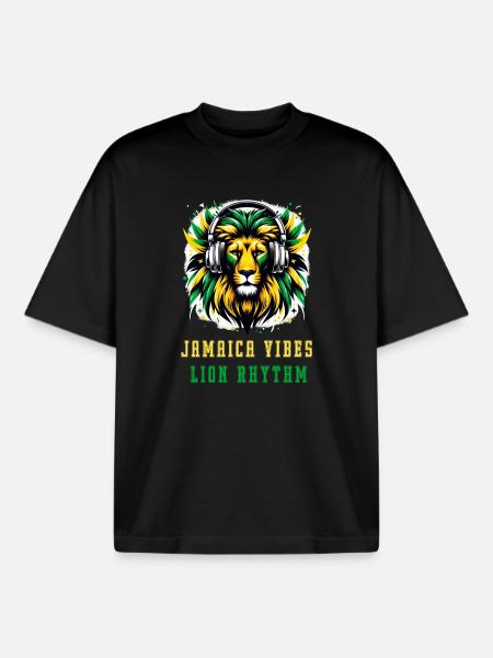 Jamaica lion reggae design - Boxy Heavyweight Unisex Organic T-Shirt by Stanley/Stella - black