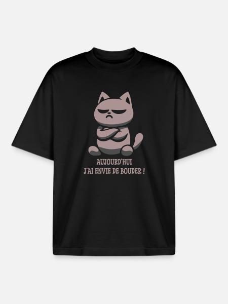 Sulky cat, I want to sulk today - Boxy Heavyweight Unisex Organic T-Shirt by Stanley/Stella - black