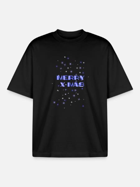 Merry X MAS - Boxy Heavyweight Unisex Organic T-Shirt by Stanley/Stella - black