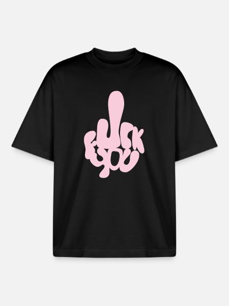 Fuck You in Bubble Letters - Boxy Heavyweight Unisex Organic T-Shirt by Stanley/Stella - black