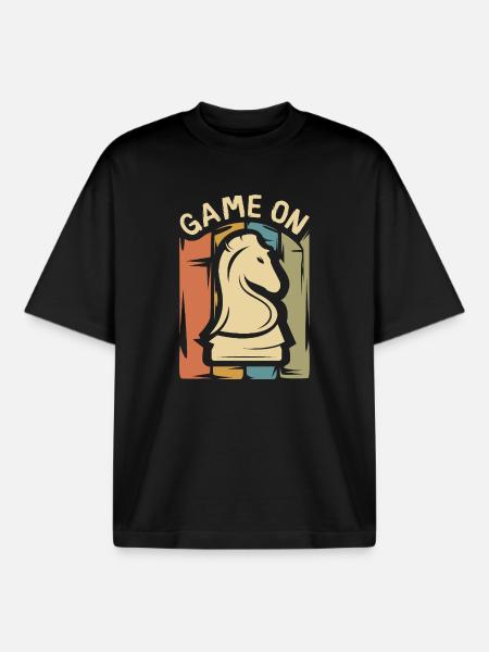 Game On Chess Design – Retro Springer - Boxy Heavyweight Unisex Organic T-Shirt by Stanley/Stella - black