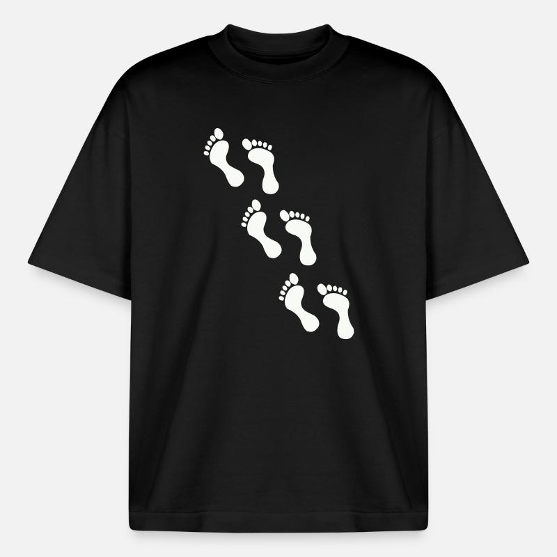 Small footprints on black - Boxy Heavyweight Unisex Organic T-Shirt by Stanley/Stella - black