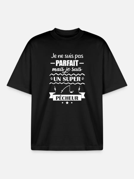 Super Fisherman Passion Nature Fishing - Boxy Heavyweight Unisex Organic T-Shirt by Stanley/Stella - black