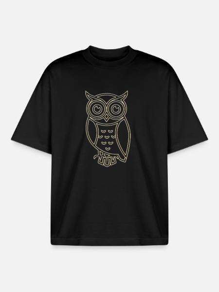 Golden Owl - Boxy Heavyweight Unisex Organic T-Shirt by Stanley/Stella - black
