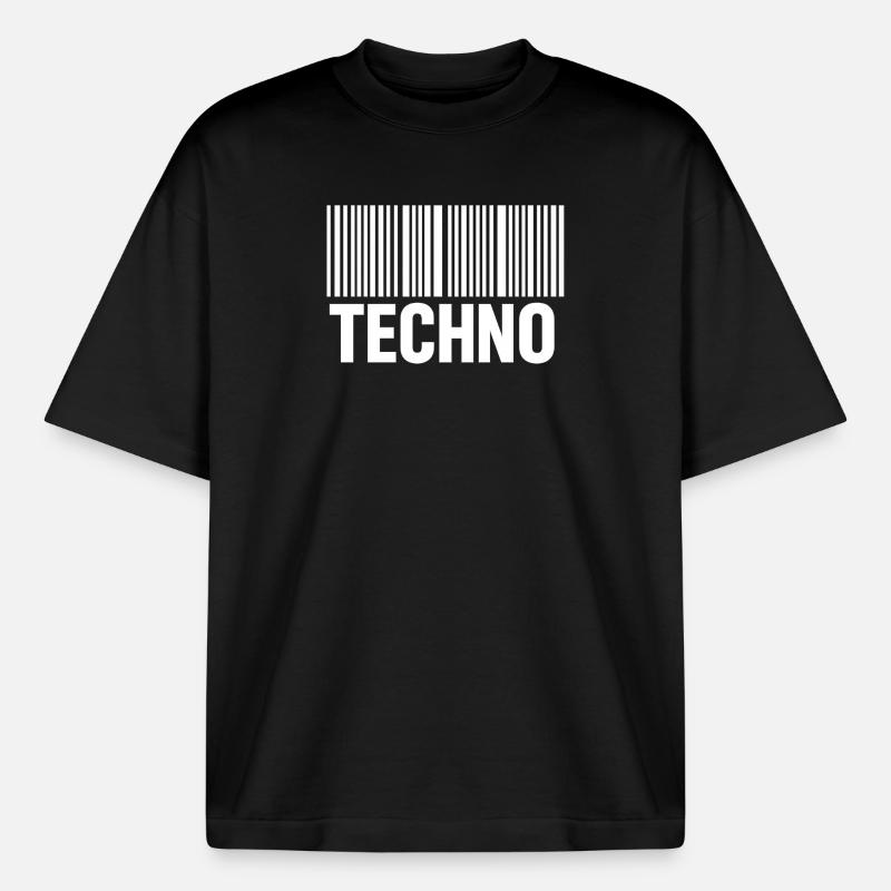 Techno Barcode Pattern - Heavyweight Boxy Unisex T-Shirt by Stanley/Stella - black