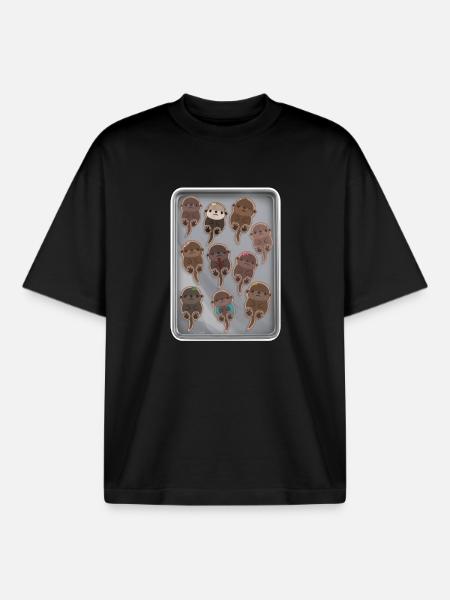 Tazz Talks | Otter Cookie Tray Parade - Boxy Heavyweight Unisex Organic T-Shirt by Stanley/Stella - black