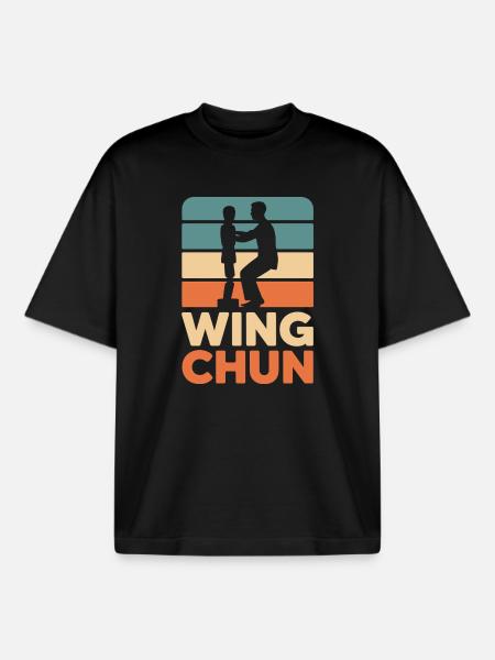 Wing Chun Retro Silhouette - Boxy Heavyweight Unisex Organic T-Shirt by Stanley/Stella - black