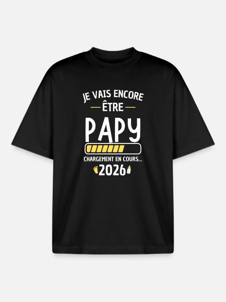 Grandpa 2026 Loading New Baby - Boxy Heavyweight Unisex Organic T-Shirt by Stanley/Stella - black