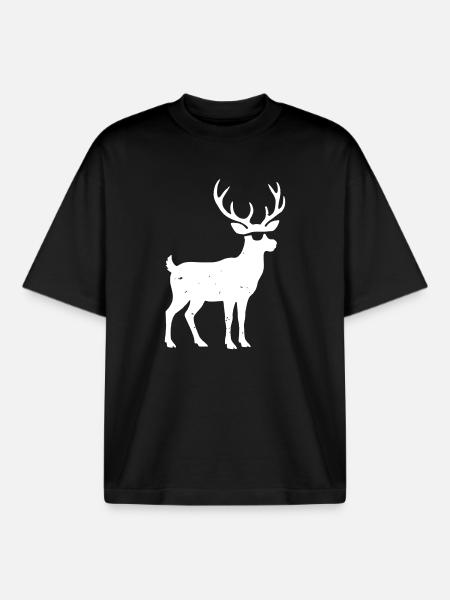 Cool Reindeer Sunglasses Christmas Vector - Boxy Heavyweight Unisex Organic T-Shirt by Stanley/Stella - black