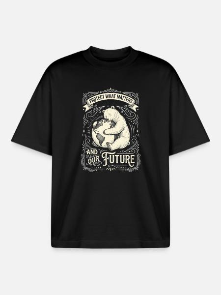 Panda Protection Future Ornament - Boxy Heavyweight Unisex Organic T-Shirt by Stanley/Stella - black