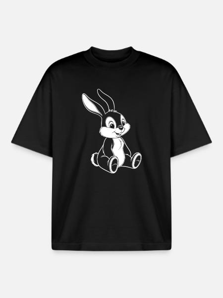 Lustiger Hase Süße Bunny Illustration - Boxy Heavyweight Unisex Organic T-Shirt von Stanley/Stella - Schwarz
