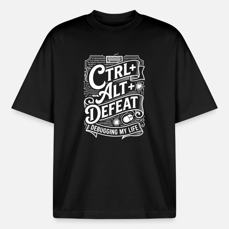 CTRL ALT DELETE Debugging My Life - Boxy Heavyweight Unisex Organic T-Shirt von Stanley/Stella - Schwarz