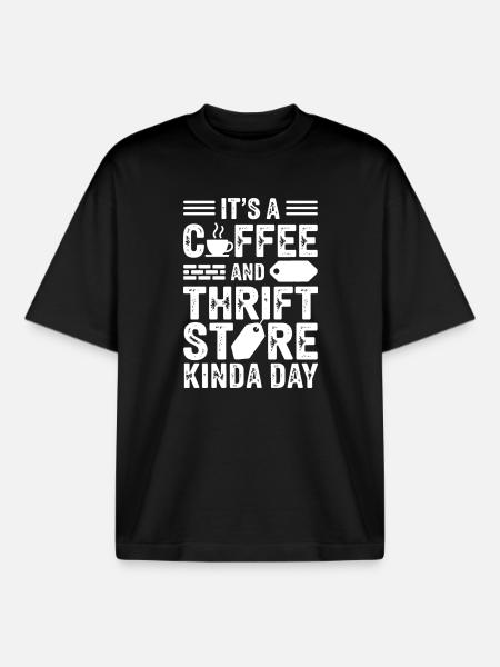 Coffee Thrift Store Day - Boxy Heavyweight Unisex Organic T-Shirt by Stanley/Stella - black