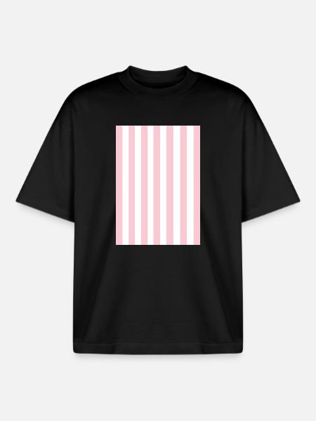 Stripes - pink white personalizable - Boxy Heavyweight Unisex Organic T-Shirt by Stanley/Stella - black