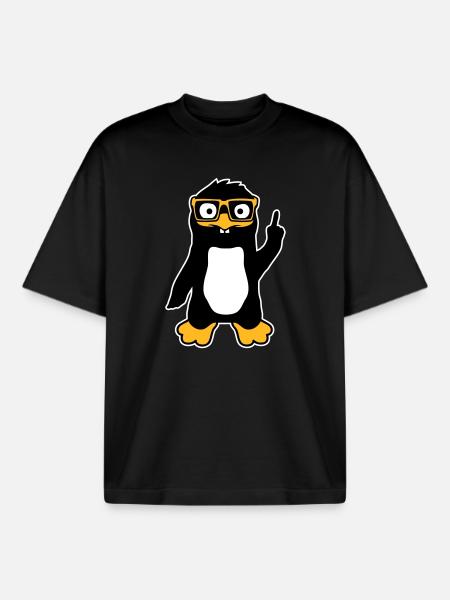 Pingvin Nørd briller Pegefinger selvtilfreds Lus - Stanley/Stella unisex boxy heavyweight T-shirt økologisk - sort