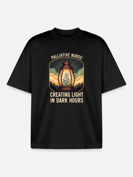 Palliativ sygeplejerske - Lys i mørke timer - Stanley/Stella unisex boxy heavyweight T-shirt økologisk - sort