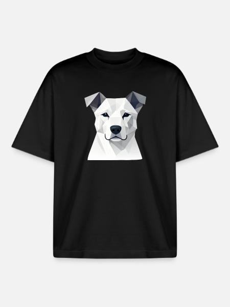 Portrait de chien géométrique - T-shirt unisexe boxy épais biologique Stanley/Stella - noir