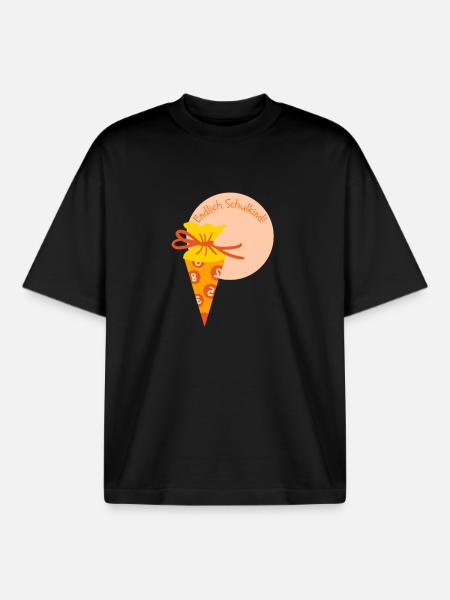 Endlich Schulkind Schultüte Geschenk - Boxy Heavyweight Unisex Organic T-Shirt von Stanley/Stella - Schwarz