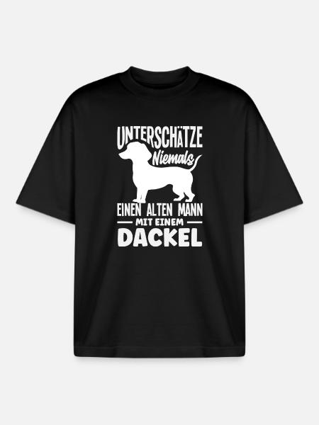 Alter Mann Mit Dackel - Boxy Heavyweight Unisex Organic T-Shirt von Stanley/Stella - Schwarz